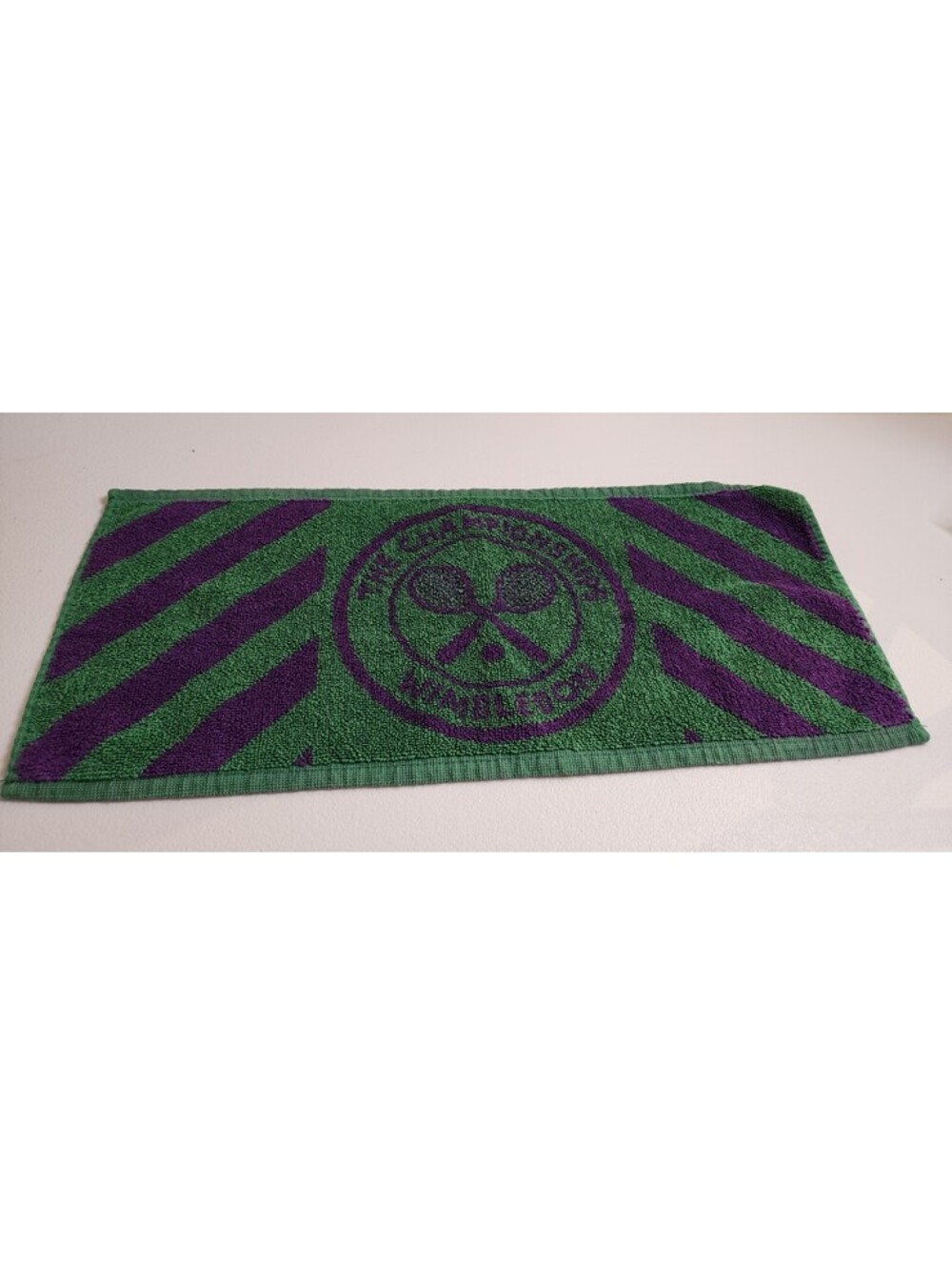 Vintage Wimbledon Mini Towel Green and Purple Cotton Tennis Accessory